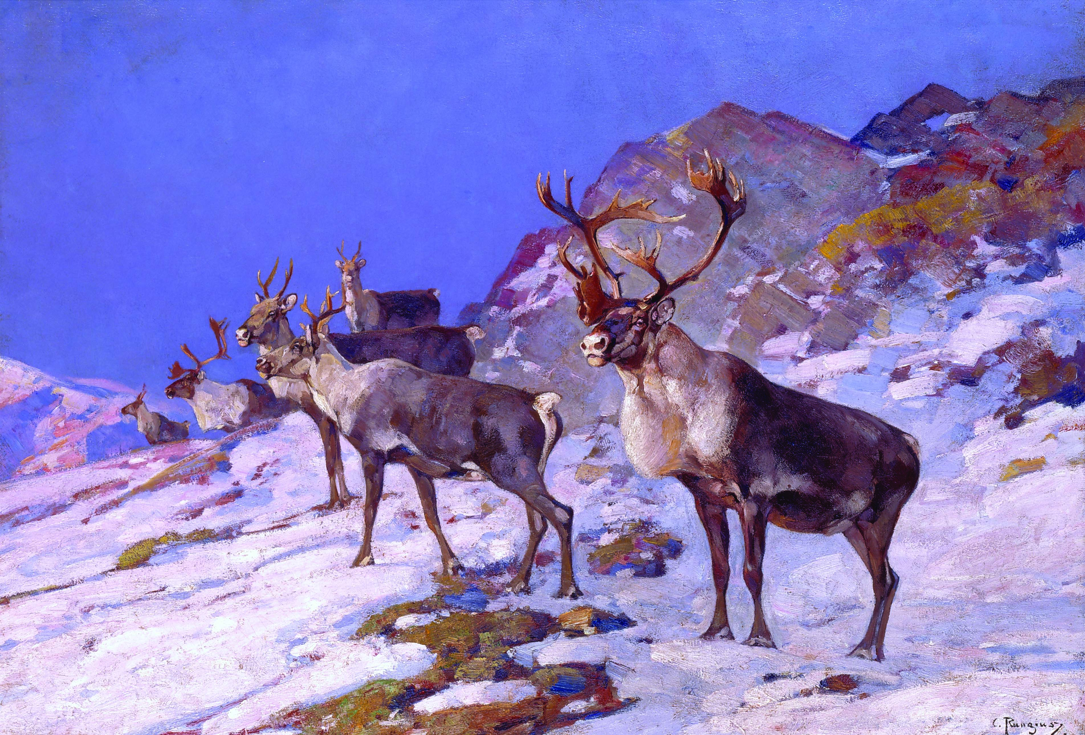 1869-1959 Mule Deer Badlands Dawson County Montana metal tin sign Carl Rungius
