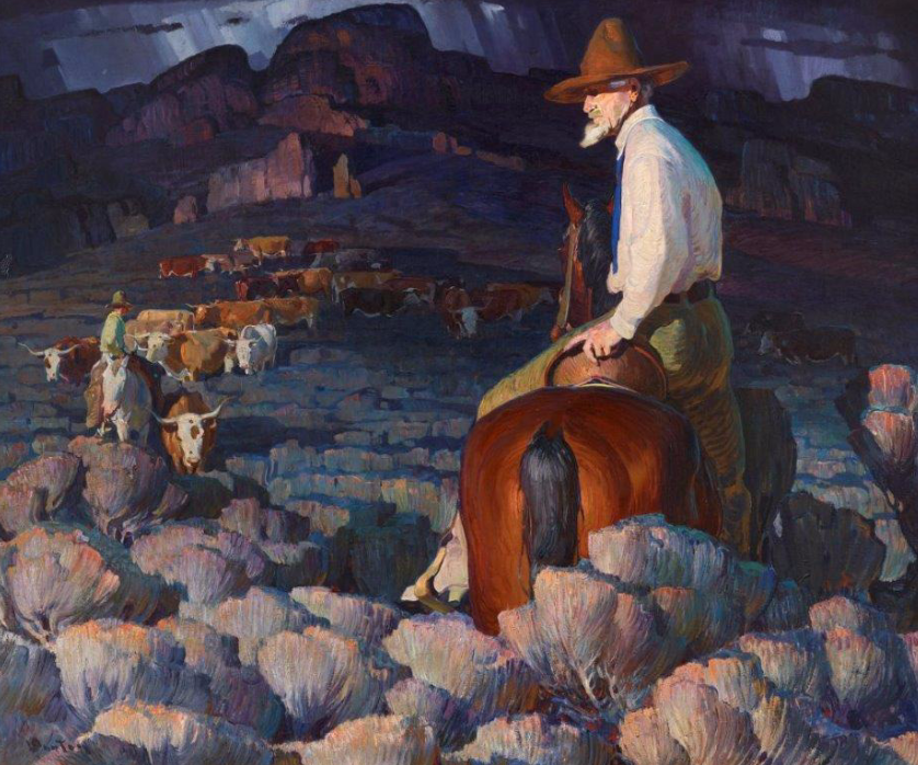 William Herbert Dunton (American, 1878–1936) The Cattle Buyer, 1921 Oil on canvas, 50 x 60 in. Stark Museum of Art, Orange, Texas, 31.21.402